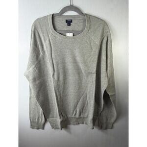 J Crew Factory Mens XL Textured Cotton Crewneck Sweater Gray Pullover Soft Cozy